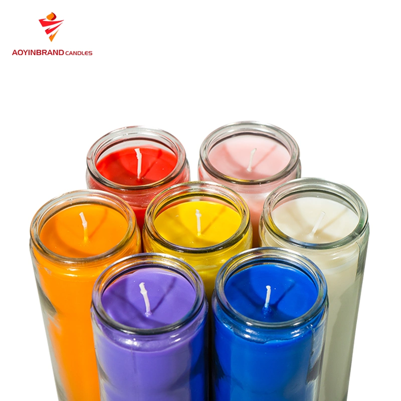 Ceremony Seven Chakra Rainbow Magic Candle Frosted Flower Glass Jar Colorful Candle