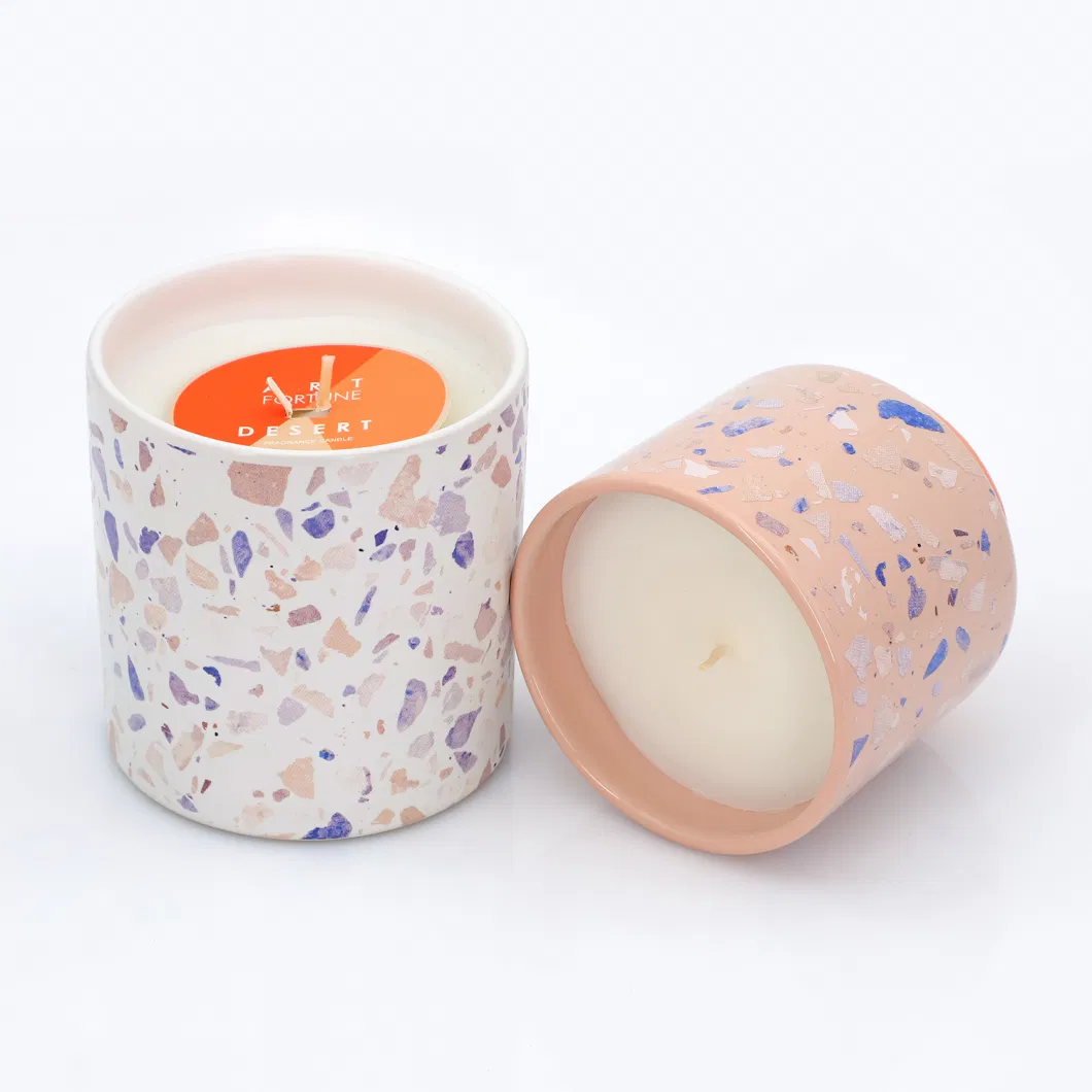 Wholesale 10.5 Oz Marbling Ceramic Scented Candle for Home Decora