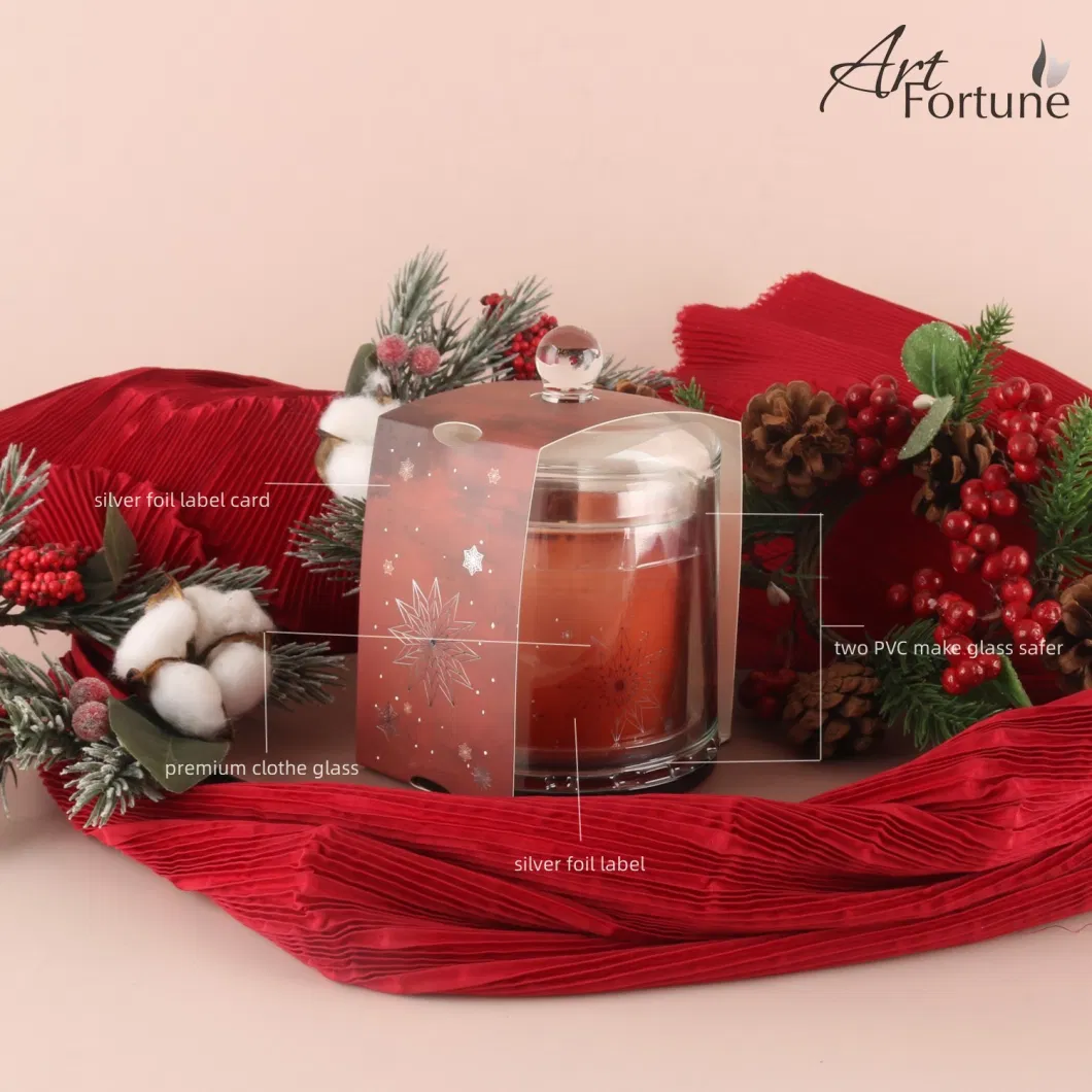 Hot Sale 7.4 Oz Cloche Glass Candle with Silver Foil Label for Christmas