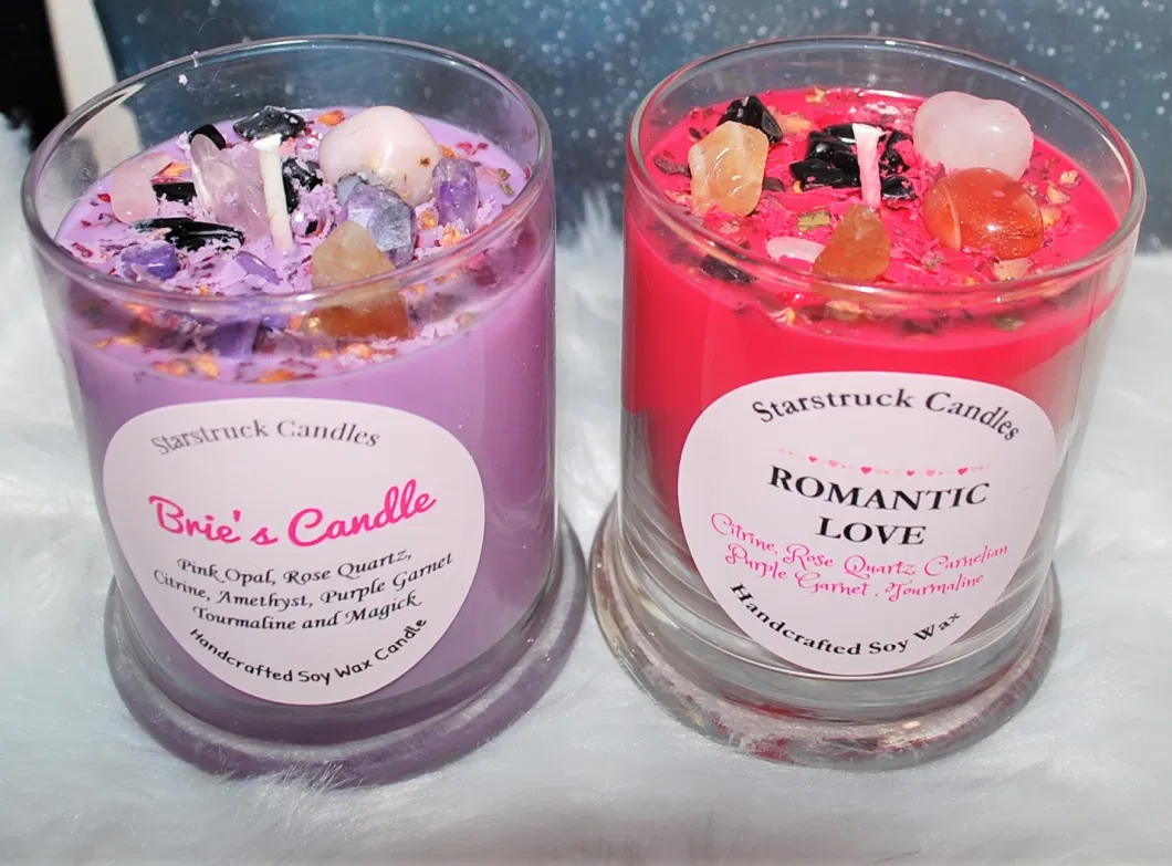 Amazon Hot Sales 8 Oz Chakra Balance Home Scented Candles with Amethyst Quartz