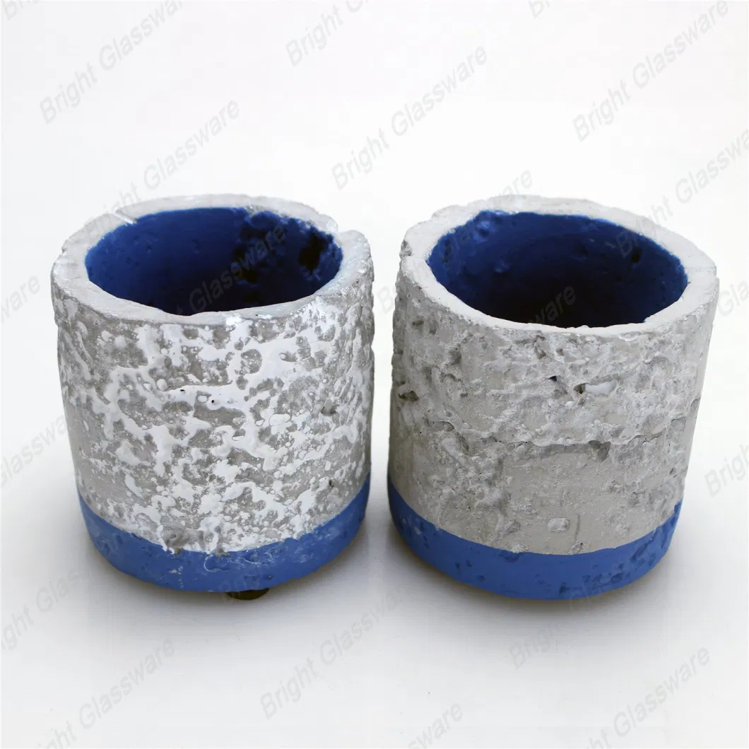 Classical Round Blue Decorative Concrete Candle Holder