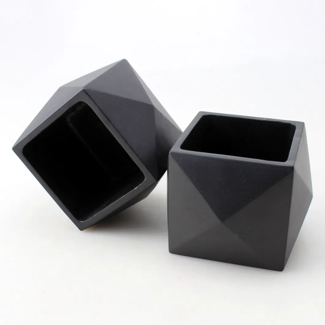 Empty Luxury Fashion Square Concrete Black Candle Jar