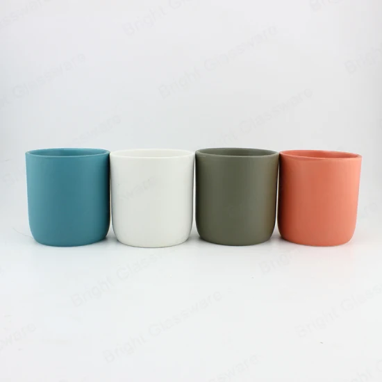 Unique Custom Empty Concrete Cement Candle Jar Round Matte Candle Jars Holder Ceramic Candle Holder