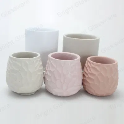 New Unique Pink Color Embossed Logo Concrete Candle Holder