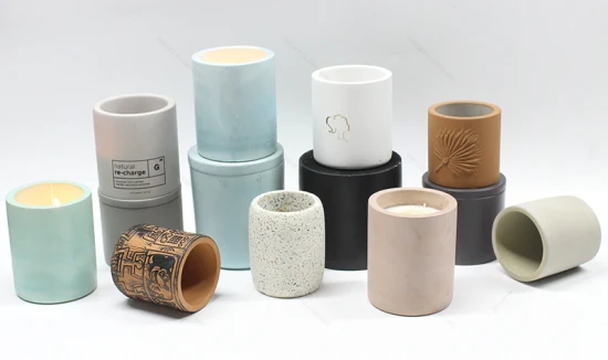 10 Oz Home Decor Multipurpose Handmade Tall Cylinder Shape Concrete Candle Jar Holder